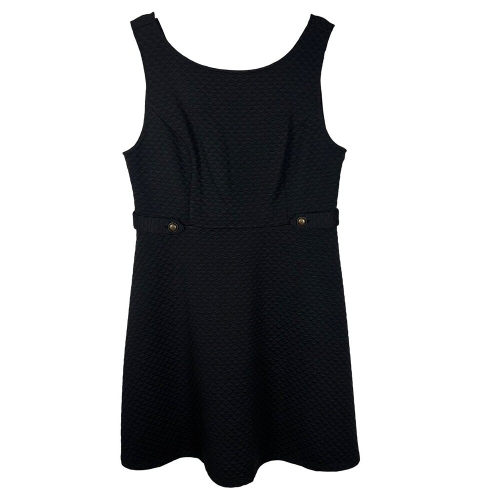 NWT Modcloth XL Black Quilted Sleeveless Fit & Flare Dress With Button Accents